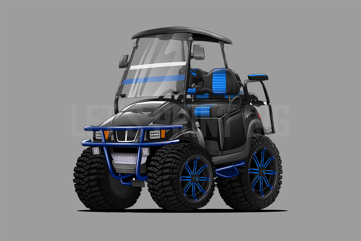 Golf Cart Cartoon Hot Rod Wall Art Decal