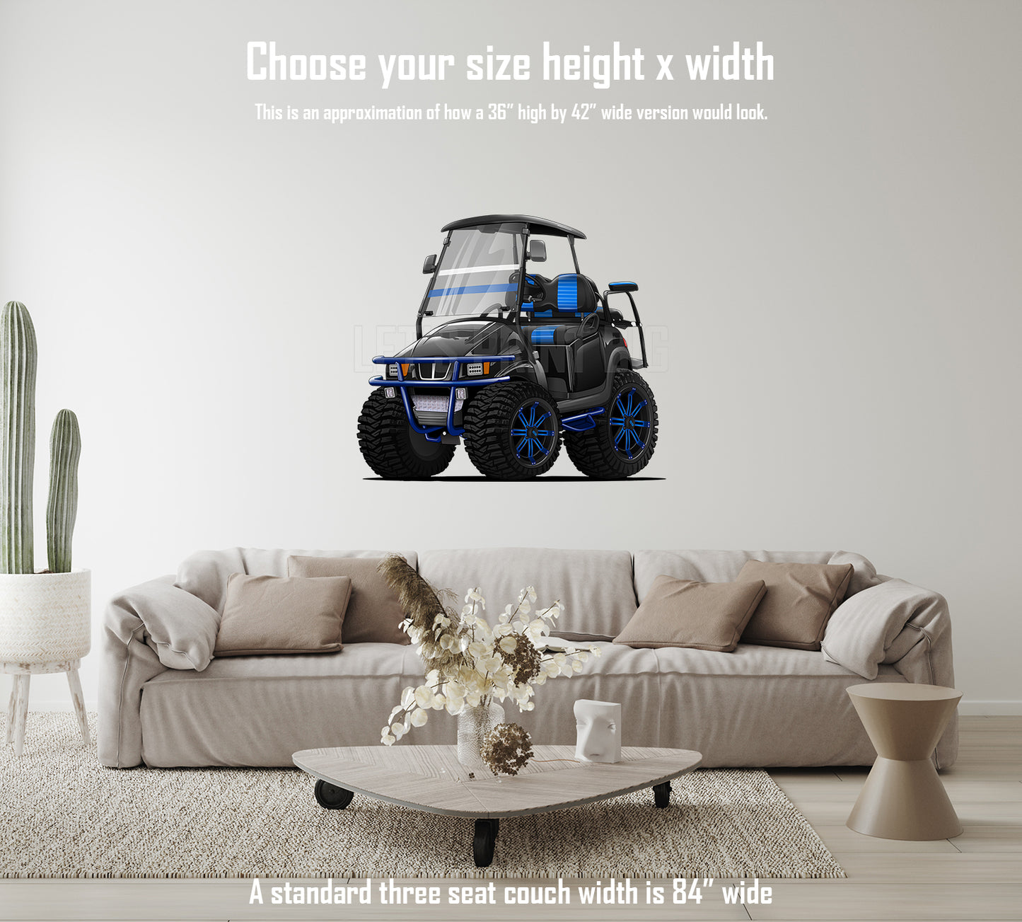 Golf Cart Cartoon Hot Rod Wall Art Decal