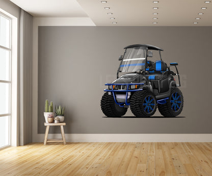 Golf Cart Cartoon Hot Rod Wall Art Decal