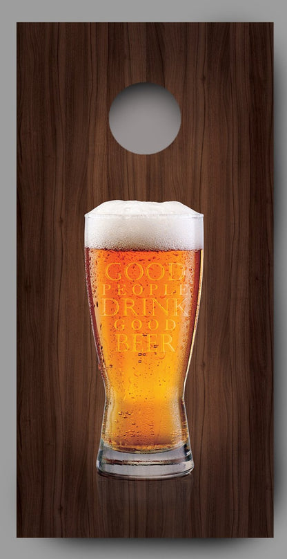 Good People Drink Good Beer Glass Cornhole Decal Wraps