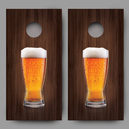 Good People Drink Good Beer Glass Cornhole Decal Wraps
