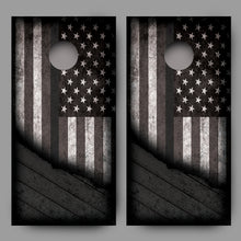 Distressed American Flag with Gray Line Corn Hole Wrap