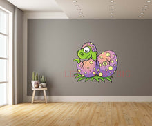 Green Dino Hatching Wall Art Decal