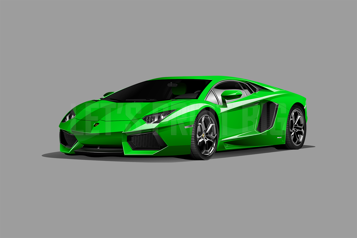 Car On Wall Art Green Lamborghini Decal Easy to Apply