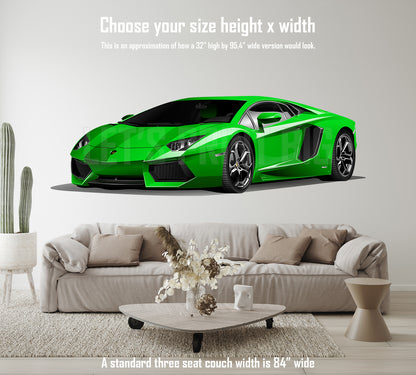 Car On Wall Art Green Lamborghini Decal Easy to Apply