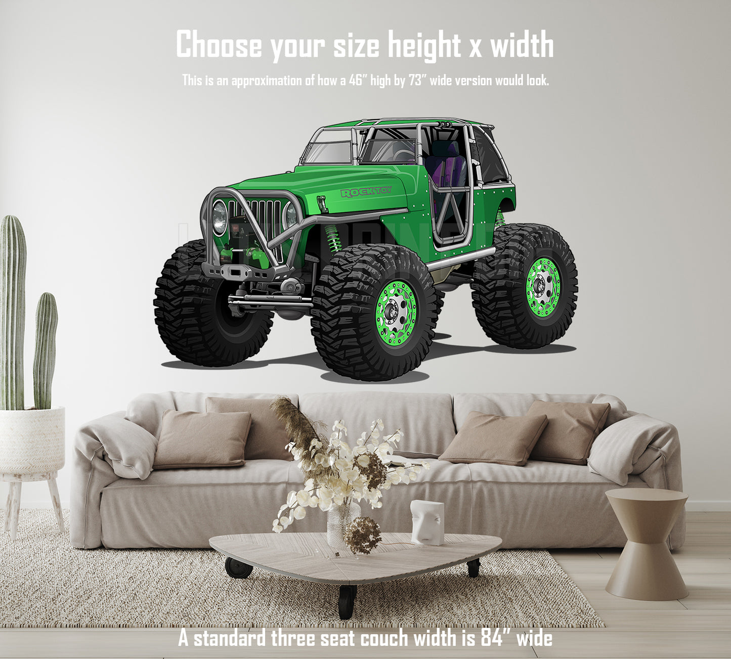 Green Jeep Rocktoy Monster Truck Muscle Car Art Wall Decal