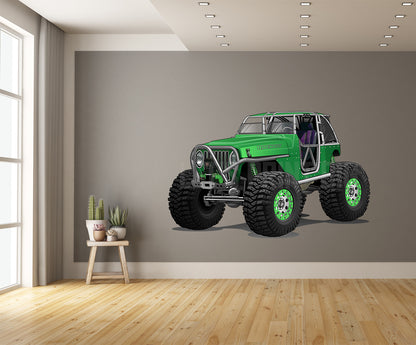 Green Jeep Rocktoy Monster Truck Muscle Car Art Wall Decal