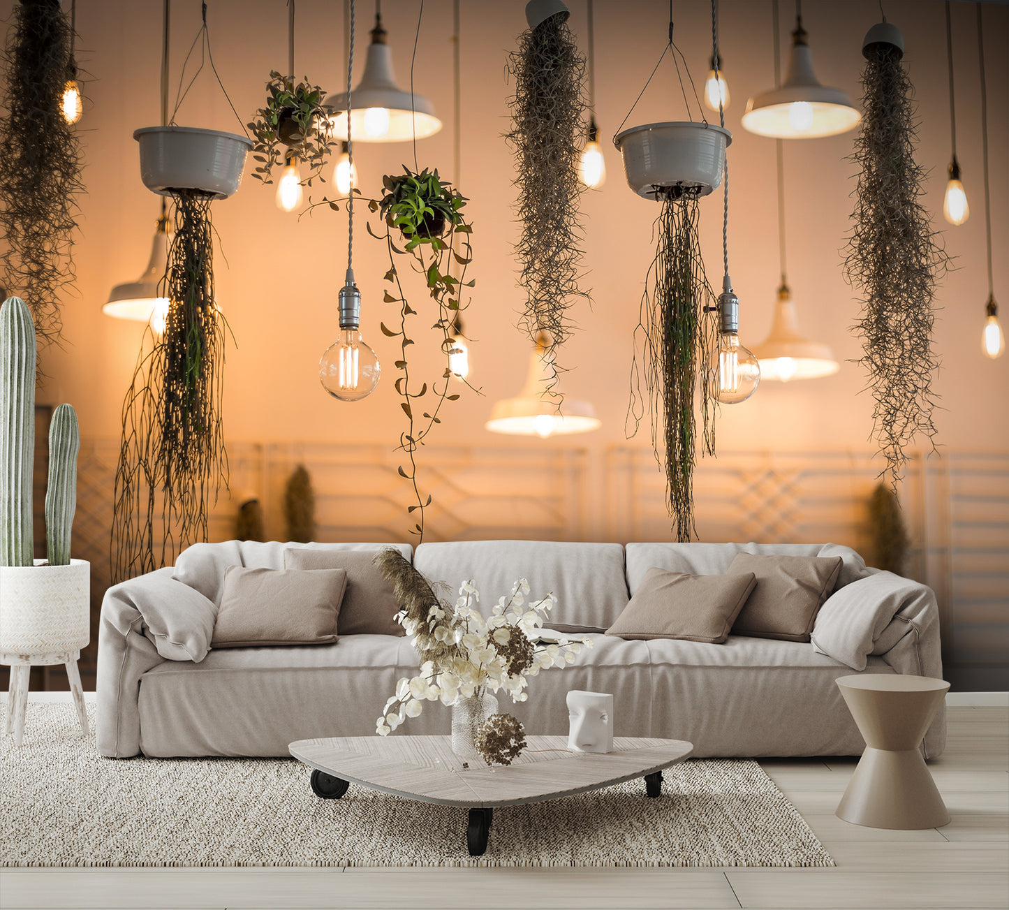Hanging Plants and Lights Wall Mural