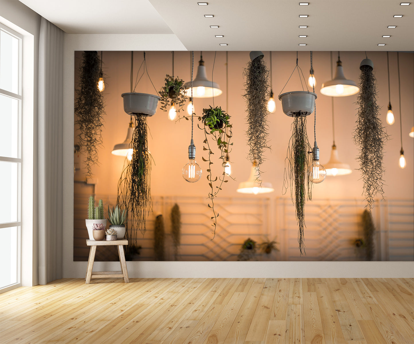 Hanging Plants and Lights Wall Mural