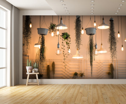 Hanging Plants and Lights Wall Mural