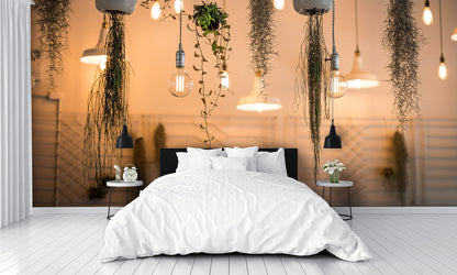 Hanging Plants and Lights Wall Mural