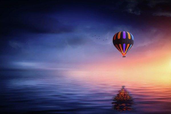 Hot Air Balloon Sunset - Art Print