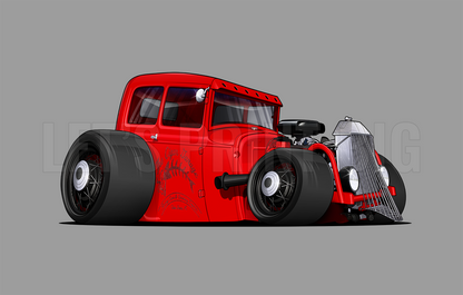 1930 Ford Model A Tudor Sedan Cartoon Car Art Wall Decal
