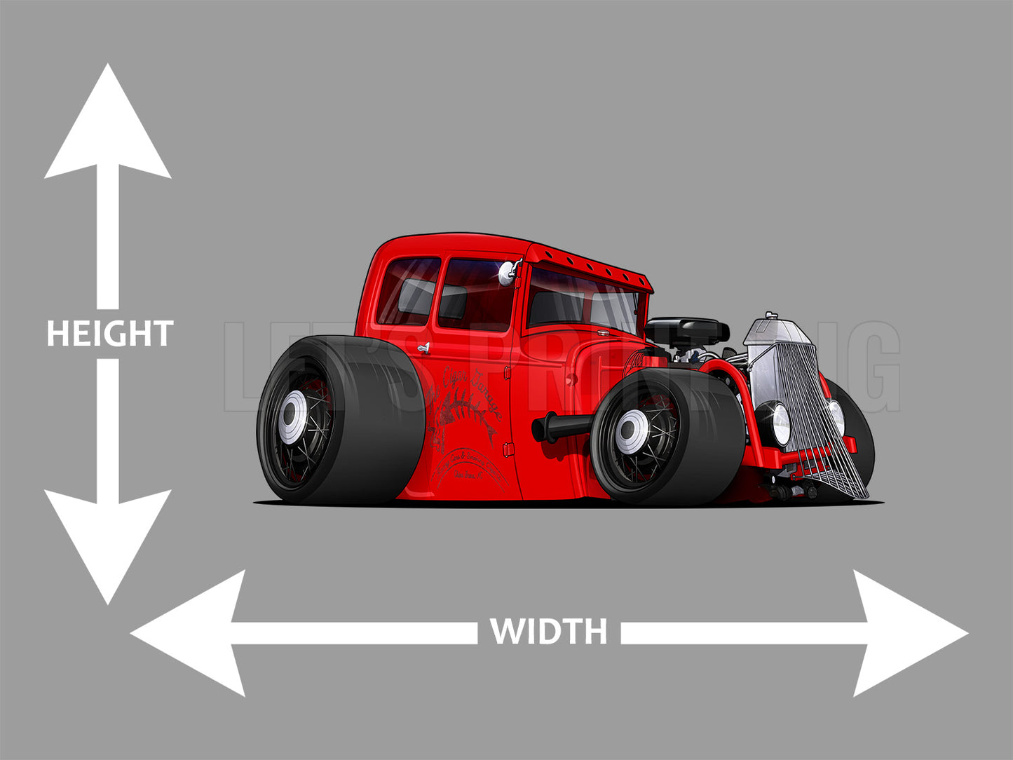 1930 Ford Model A Tudor Sedan Cartoon Car Art Wall Decal