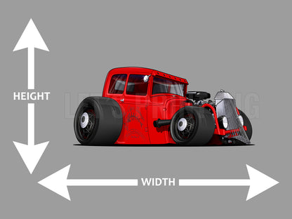 1930 Ford Model A Tudor Sedan Cartoon Car Art Wall Decal