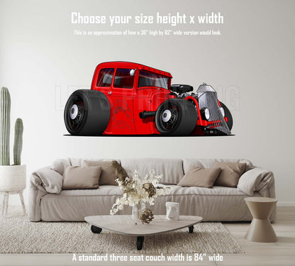 1930 Ford Model A Tudor Sedan Cartoon Car Art Wall Decal