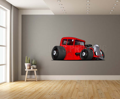 1930 Ford Model A Tudor Sedan Cartoon Car Art Wall Decal