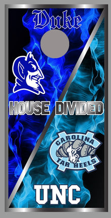 House Divided Tarheels Carolina Duke Corn Hole Board Decal Wrap
