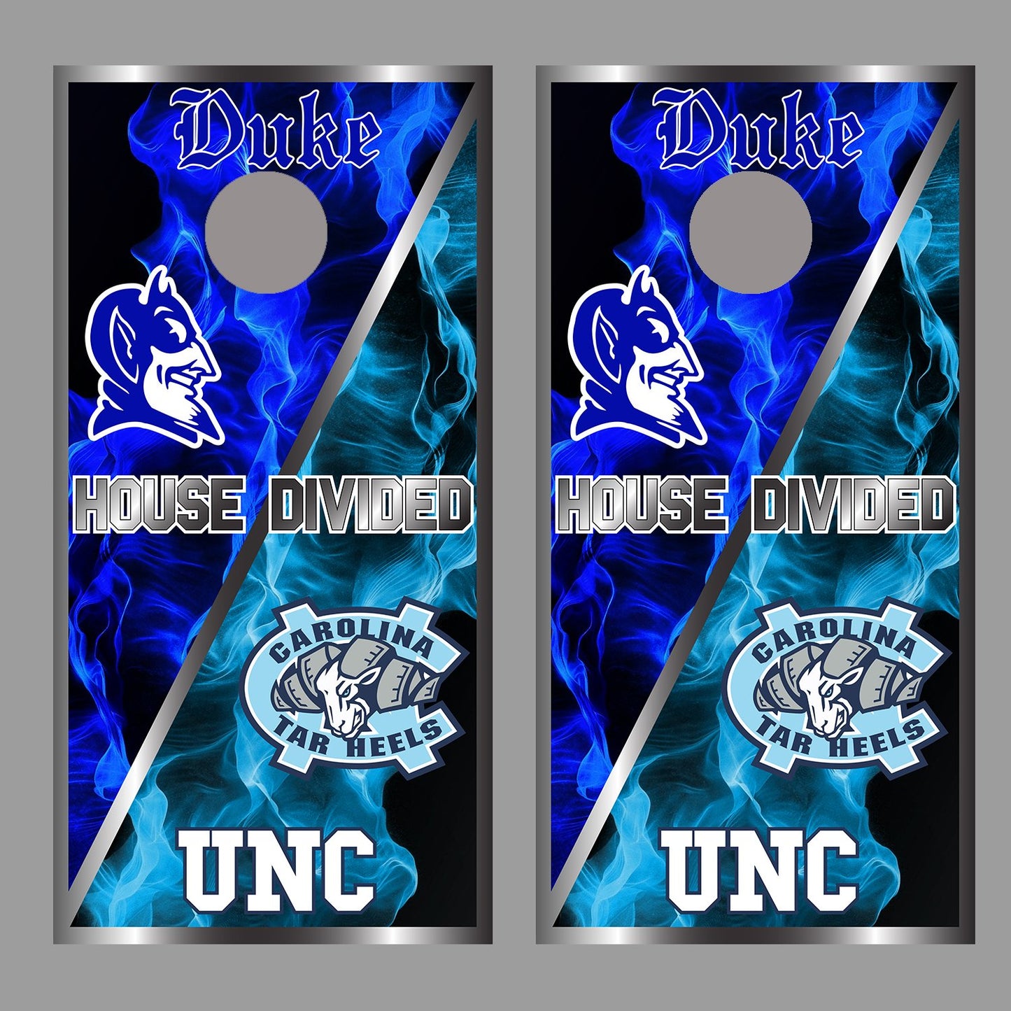 House Divided Tarheels Carolina Duke Corn Hole Board Decal Wrap