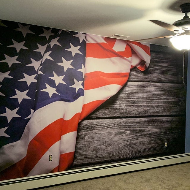 American Flag Wallpaper Vintage Weathered Barn Siding Mural