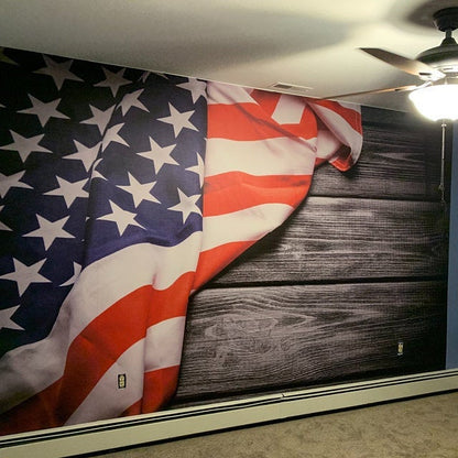 American Flag Wallpaper Vintage Weathered Barn Siding Mural