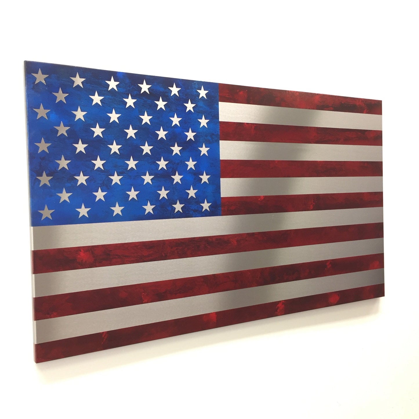 Marbled Steel US Flag Metal Art