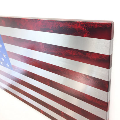 Marbled Steel US Flag Metal Art