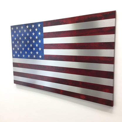 Marbled Steel US Flag Metal Art