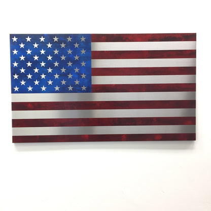 Marbled Steel US Flag Metal Art