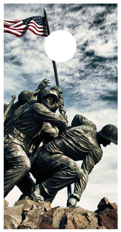 American Flag Soldiers Iwo Jima Corn Hole Decal Wrap