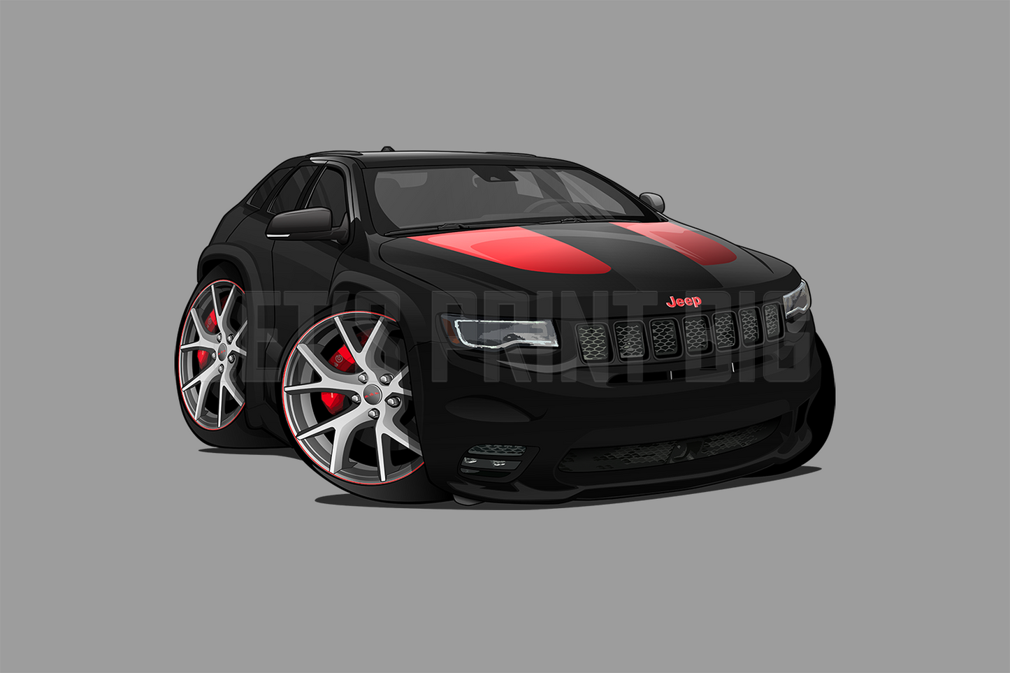 Car Art Grand Cherokee SRT Jeep Cartoon Wall Decal