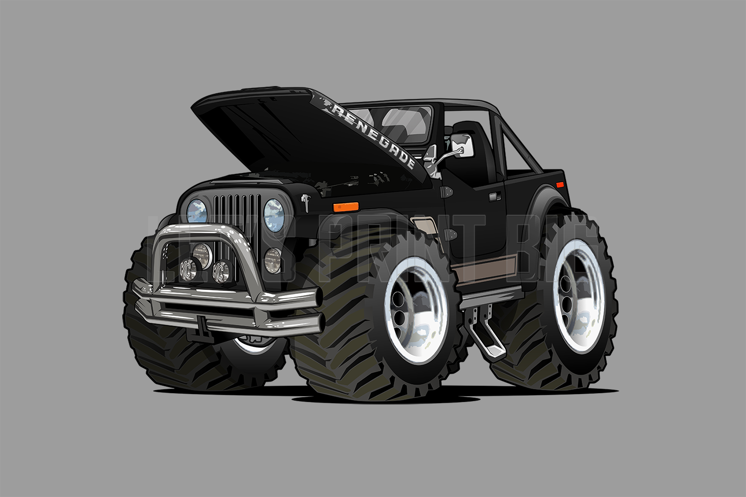 Car Art 1978 Jeep CJ Renegade Hot Rod Cartoon Wall Decal