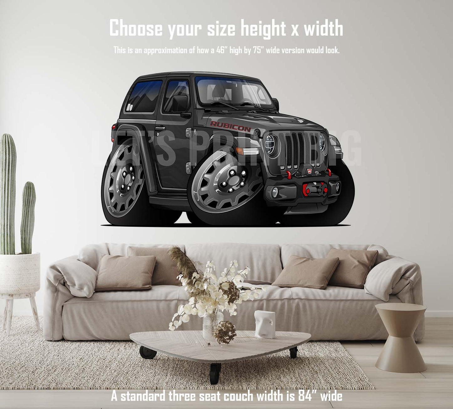 2019 Two Door Jeep Wrangler Rubicon Car Art Wall Decal