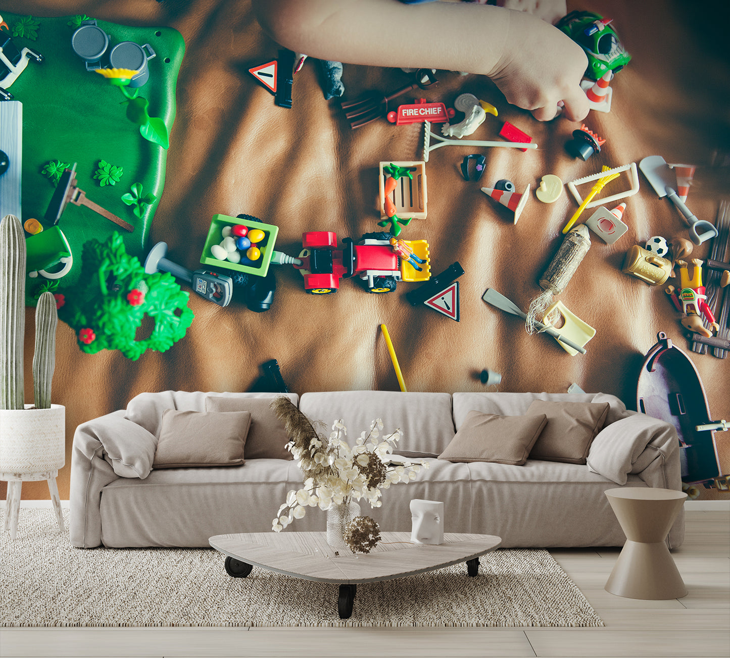 Construction Toys and Hand Mural Wallpaper