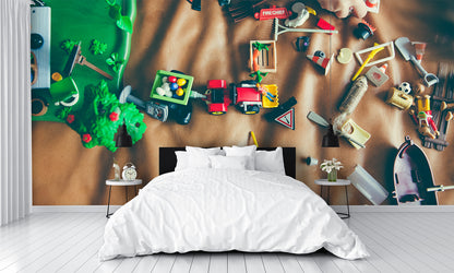 Construction Toys and Hand Mural Wallpaper