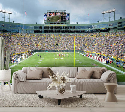 Lambeau Field Football Stadium Packers Wallpaper Wall Mural living room couch