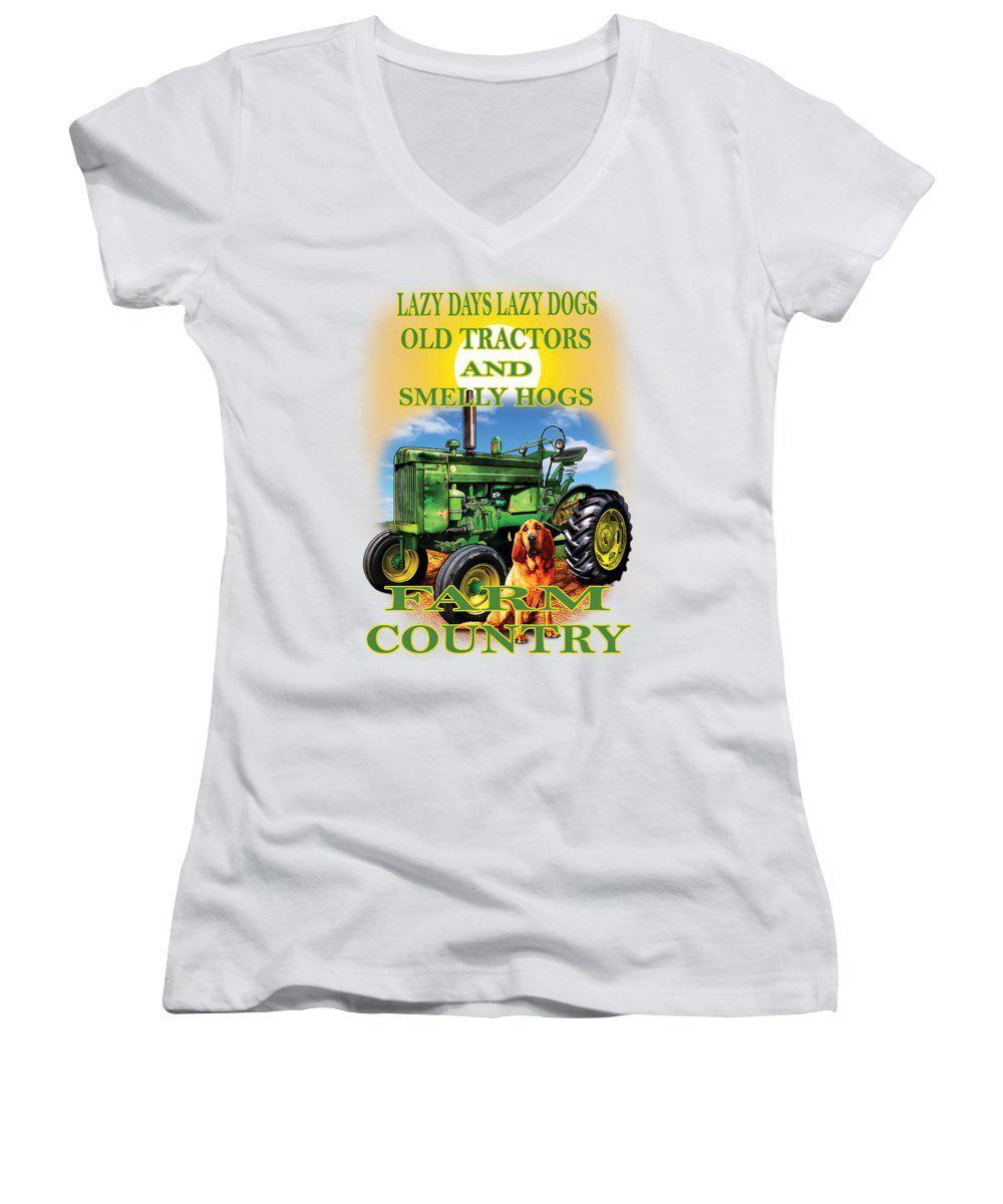 Lazy Days Tractor Farm Country - Women's V-Neck (Athletic Fit)
