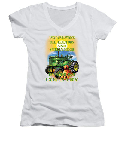 Lazy Days Tractor Farm Country - Women's V-Neck (Athletic Fit)