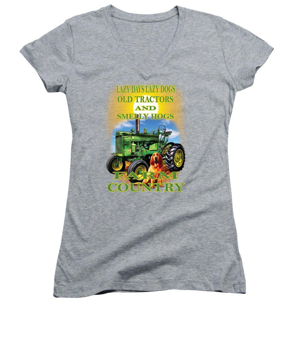 Lazy Days Tractor Farm Country - Women's V-Neck (Athletic Fit)