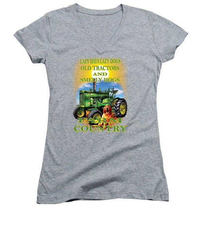 Lazy Days Tractor Farm Country - Women's V-Neck (Athletic Fit)
