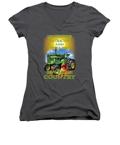 Lazy Days Tractor Farm Country - Women's V-Neck (Athletic Fit)