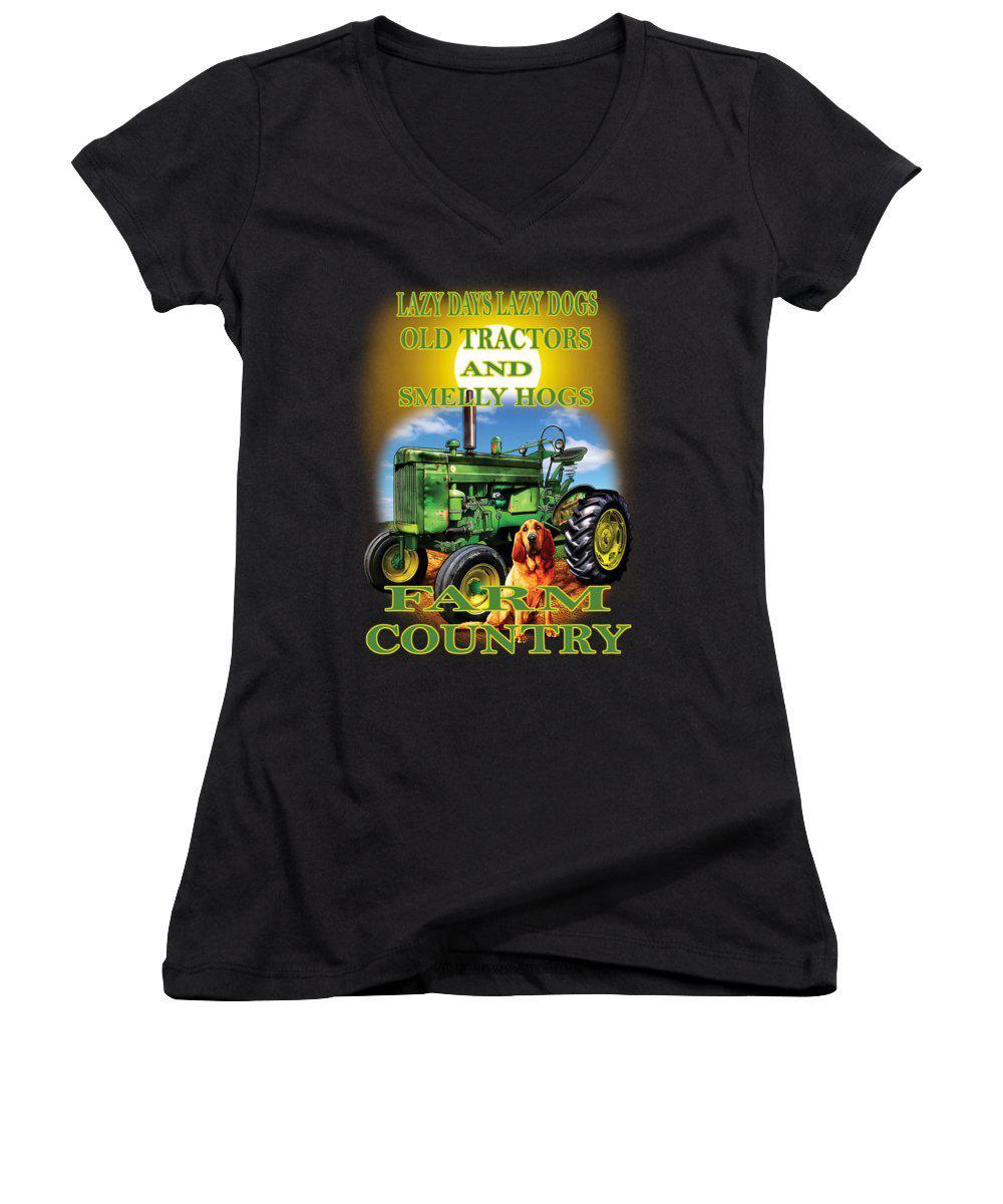 Lazy Days Tractor Farm Country - Women's V-Neck (Athletic Fit)