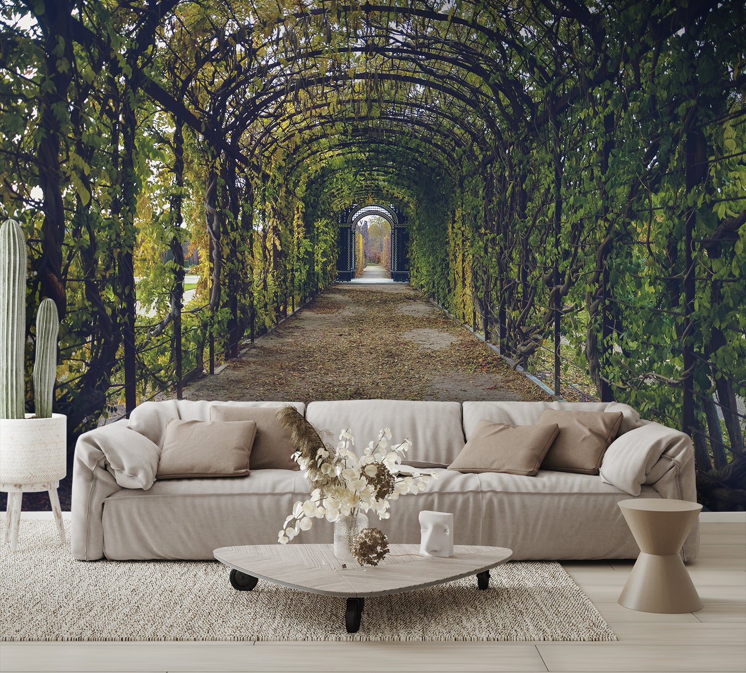 Tunnel with Greenery Designed Wallpaper