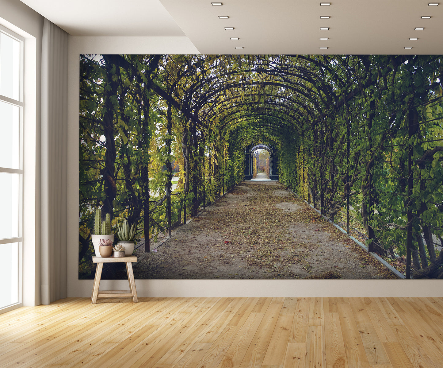 Tunnel with Greenery Designed Wallpaper