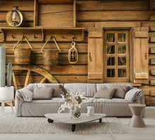 Log Cabin Wallpaper Wagon Wheel Rustic Custom Wall Mural living room