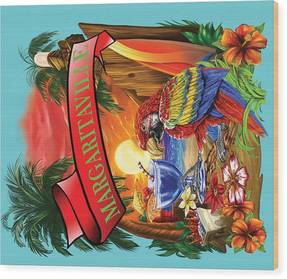 Margaritaville Baby Blue Parrot Beach - Wood Print