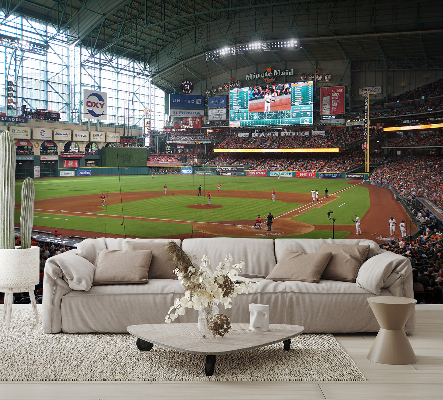 Minute Maid Park Astros Wallpaper Baseball Wall Mural living room couch
