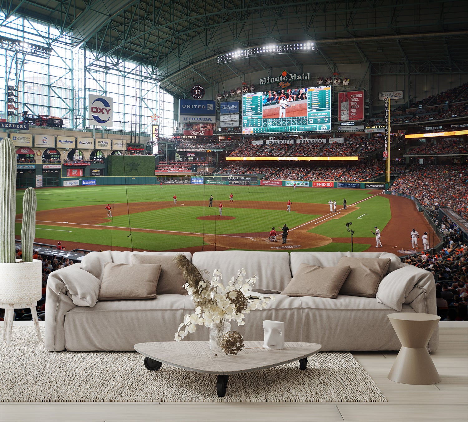 Minute Maid Park Astros Wallpaper Baseball Wall Mural living room couch