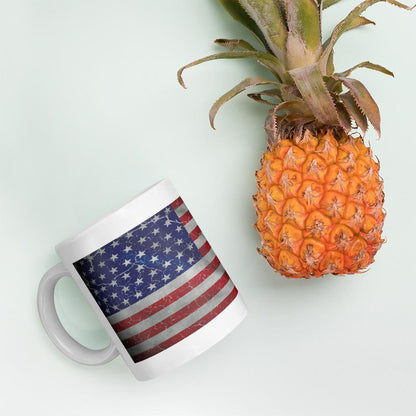 Worn American Flag Crackle Coffee Mug