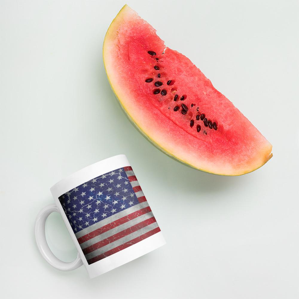 Worn American Flag Crackle Coffee Mug